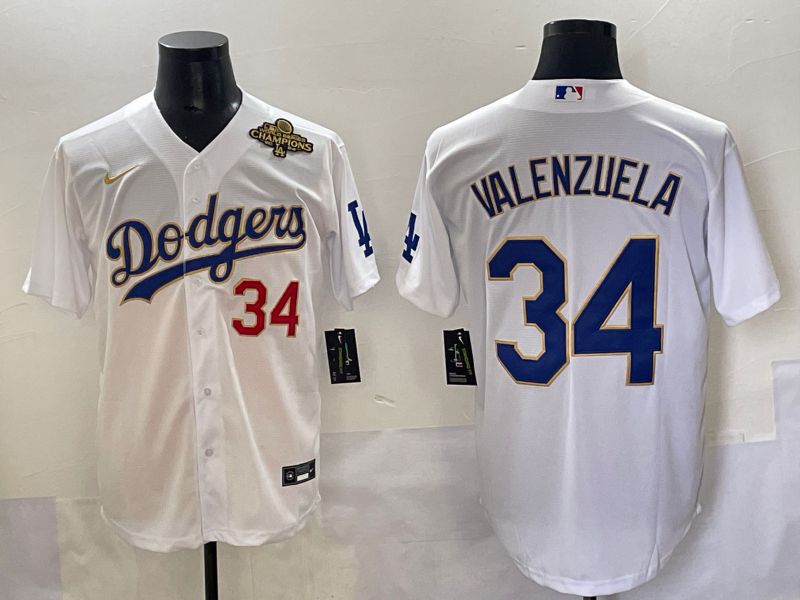 Men 2025 Los Angeles Angels #34 Valenzuela White Gold Game Nike MLB Jersey style 2